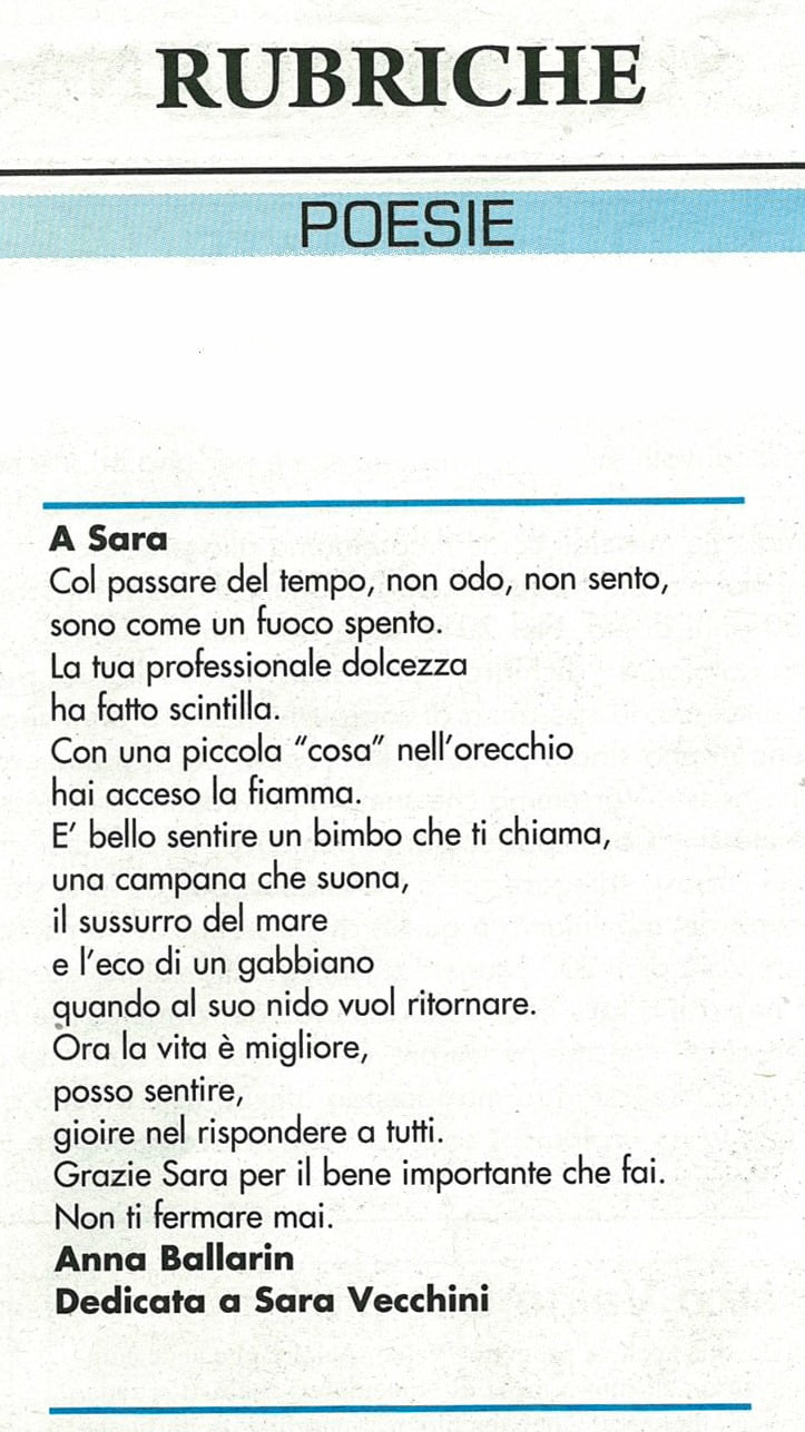 Sig.ra Anna Ballarin. content Poesia no titoletti
